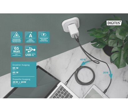 Зображення 5 Зарядний пристрій Digitus 2xUSB-C PD65W GaN (DA-10063)