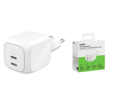 Зображення 5 Зарядний пристрій Belkin 50W GaN 2хUSB-С (WCH019KQWH)