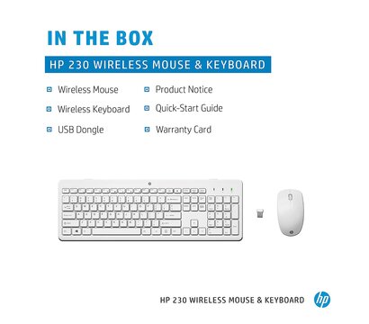 Зображення 5 Комплект мишка + клавіатура HP 230 White (3L1F0AA)
