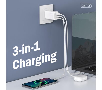 Зображення 6 Зарядний пристрій Digitus 2xUSB-C + 1xUSB 67W GaN (DA-10303)