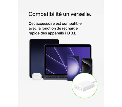 Зображення 6 Зарядний пристрій Belkin 200W GaN 4хUSB-С (WCH015VFWH)
