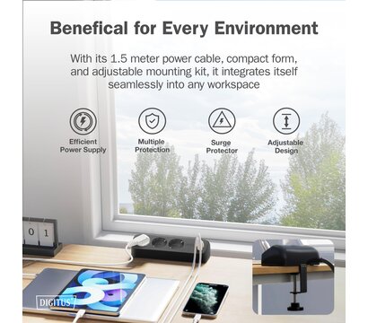 Зображення 2 Мережевий фільтр Digitus 3 р, 1.5м Black (DA-70625)
