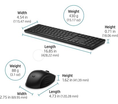 Изображение 2 Комплект мышь + клавиатура HP 650 Wireless Keyboard and Mouse Combo (4R013AA)