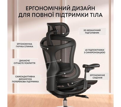 Зображення 6 Крісло Sihoo Doro C300L Mesh Black (DORO-C300L-A3-101)