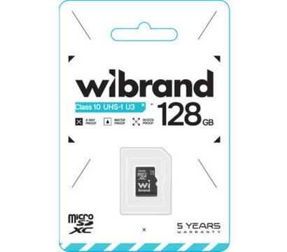 Зображення 2 Карта пам`яті Wibrand mictoSD 128GB class 10 UHS-I U3 (WICDHU3/128GB)