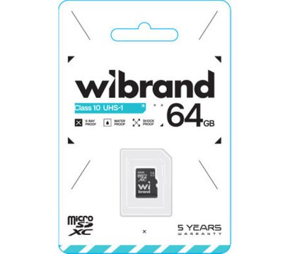 Зображення 2 Карта пам`яті Wibrand mictoSD 64GB class 10 UHS-I (WICDXU1/64GB)