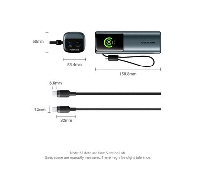 Зображення 3 Універсальна мобільна батарея Vention 20000 mAh 165W Gray (FKFH0)