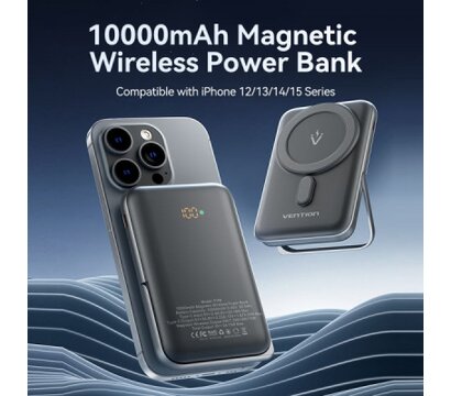 Зображення 4 Повербанк Vention 10000mAh 20W PD USB-C In/Out, QI-15W Black (FHNB0)