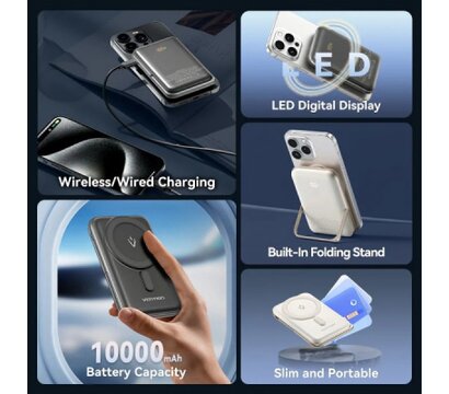 Зображення 4 Батарея універсальна Vention 10000mAh 20W PD USB-C In/Out, QI-15W White (FHNW0)