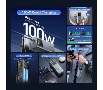 Зображення 4 Універсальна мобільна батарея Vention 20000 mAh 100W Gray (FKCH0)