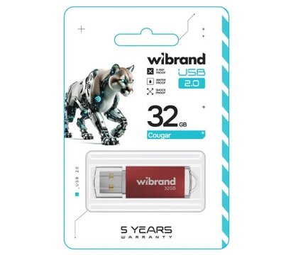 Изображение 2 USB флеш накопитель Wibrand Cougar 32GB USB 2.0 Red (WI2.0/CU32P1R)
