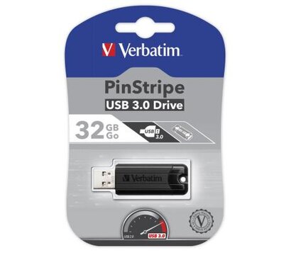 Зображення 5 USB флешка Verbatim 32GB PinStripe Black USB 3.0 (49317)