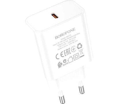 Зображення 2 Зарядний пристрій Borofone BA71A USB-C PD20W white (6974443387964)