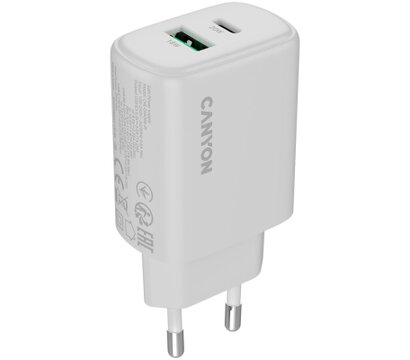 Изображение 2 Зарядное устройство Canyon OnCharge 200 20W 1xPD 1xQC EU White (CNE-CHA200-21)