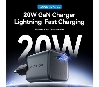 Зображення 2 Зарядний пристрій Vention USB-C PD20W GaN gray (FEVH0-EU)