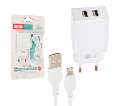 Зображення 2 Зарядний пристрій XO L75 2USB/2.4A + Lightning White (XO-L75-L)
