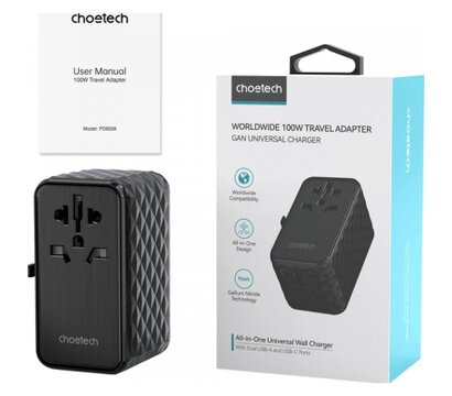 Изображение 3 Зарядное устройство Choetech 4xUSB 100W PD (2хUSB-C+2хUSB-A) сharger diamond model black (PD6028-BK)