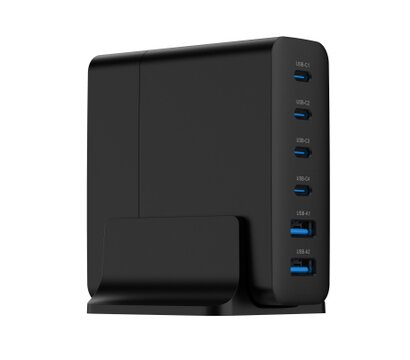 Зображення 3 Зарядний пристрій Gembird 4xUSB-C PD25W + 2xUSB QC3.0 18W black (TA-UC-2A4C-PD75-01-BK)