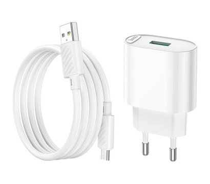 Зображення 3 Зарядний пристрій Hoco C109A Fighter USB QC3.0 + cable Micro 5P White (6931474784827)