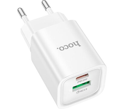 Зображення 3 Зарядний пристрій Hoco C149A Charm 1xUSB-C PD30W + 1xUSB QC3.0 White (6942007630337)