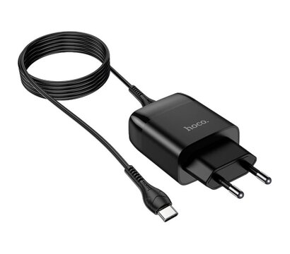 Зображення 3 Зарядний пристрій Hoco C72Q Glorious USB QC3.0 + cable USB to USB-C 18W Black (6931474732545)