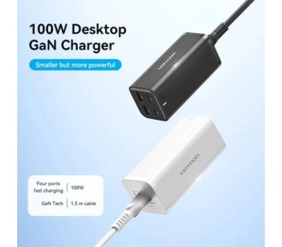 Изображение 3 Зарядное устройство Vention 4xUSB 100W (2xUSB-C+2xUSB-A) PD3.0/QC 3.0/GaN Black (FBSBG-EU)