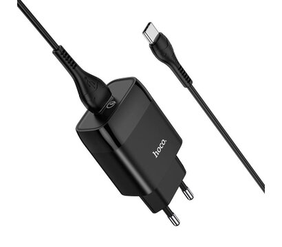 Зображення 4 Зарядний пристрій Hoco C72Q Glorious USB QC3.0 + cable USB to USB-C 18W Black (6931474732545)