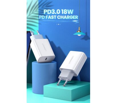 Зображення 4 Зарядний пристрій Ugreen USB-C PD20W CD137 white (60450)