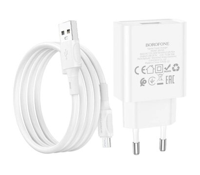 Изображение 5 Зарядное устройство Borofone BA74A Aspirer USB + cable USB to Micro 5P White (6974443388664)