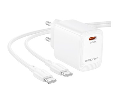 Зображення 5 Зарядний пристрій Borofone BN26 Fuente USB-C PD20W + cable USB-C to USB-C White (6941991120251)