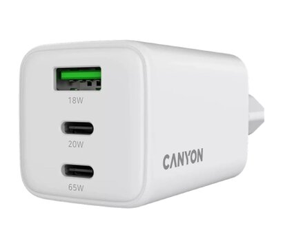 Зображення 5 Зарядний пристрій Canyon CU65ACC GaN 65W 2xPD 1xQC EU White (CNS-CUW65ACC)
