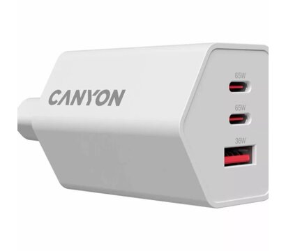 Зображення 5 Зарядний пристрій Canyon HEXAGON 65 GaN 65W 2xPD 1xQC EU White (CND-CHAHEX65W)