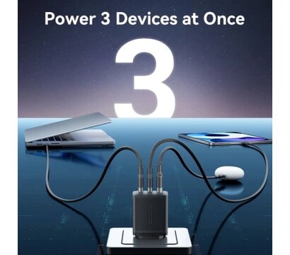 Зображення 5 Зарядний пристрій Vention 2xUSB-C PD65W + 1xUSB QC3.0 60W GaN white (FERW0-EU)