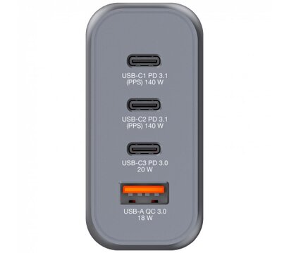 Зображення 5 Зарядний пристрій Verbatim GaN 140 W 4 ports (2xUSB-C-140 W,USB-C 20 W /USB-A -3.0) (32203)