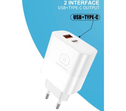 Изображение 5 Зарядное устройство WUW C209 1xUSB-C PD45W + 1xUSB QC3.0 18W White (WUW-C209)