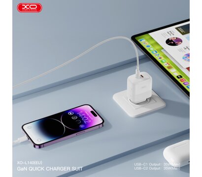 Зображення 5 Зарядний пристрій XO L140 35W 2xUSB-C PD White