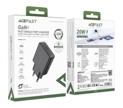 Зображення 6 Зарядний пристрій Acefast A65 USB-C PD20W GaN ultra-thin Black (6974316282686)
