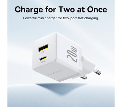 Изображение 6 Зарядное устройство Baseus Palm Fast Charger C+U 20W moon white (P10111608213-00)