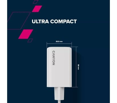 Зображення 6 Зарядний пристрій Canyon CU65ACC GaN 65W 2xPD 1xQC EU White (CNS-CUW65ACC)