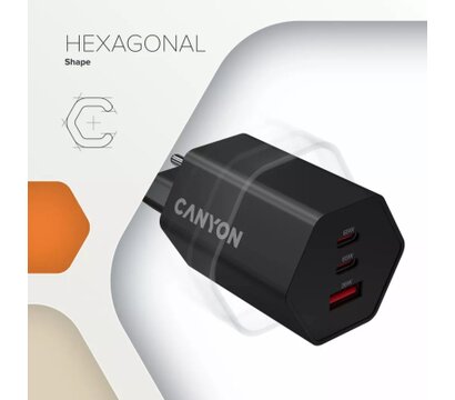 Зображення 6 Зарядний пристрій Canyon HEXAGON 65 GaN 65W 2xPD 1xQC EU White (CND-CHAHEX65W)