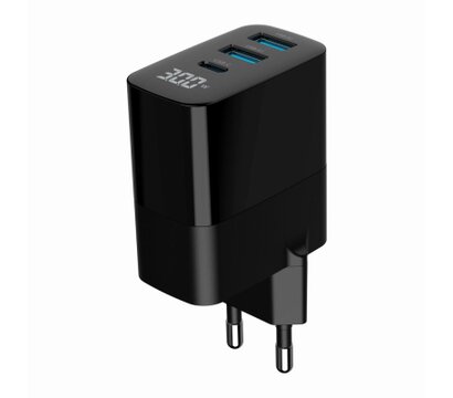 Зображення 6 Зарядний пристрій Gembird 2хUSB-A (QC3.0 18W) + 1хType-C (PD20W) LCD black (TA-UC-PDQC30LCD-BK-02)