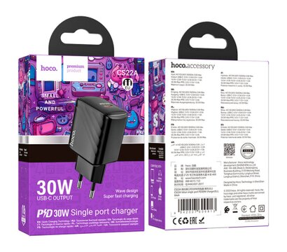 Зображення 6 Зарядний пристрій Hoco CS22A Value USB-C PD30W Black (6942007609913)