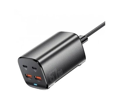 Зображення 2 Зарядний пристрій Essager 2xUSB-C + 2xUSB 67W GaN (ECT2AC-JYB0G-Z)