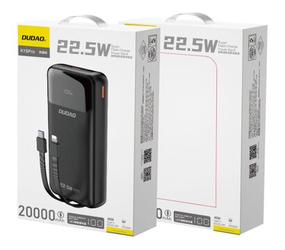 Зображення 3 УМБ Dudao K15Pro 20000mAh PD/22.5W Black (6977196682430)