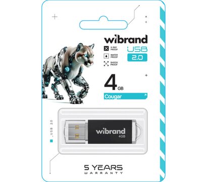 Изображение 2 Накопитель USB Wibrand Cougar 4GB USB 2.0 Black (WI2.0/CU4P1B)