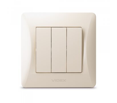 Изображение 2 Выключатель Videx Binera Cream (VF-BNSW3-CR) скрытого монтажа