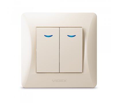 Зображення 2 Вимикач Videx Binera backlight Cream (VF-BNSW2L-CR) прихованого монтажа