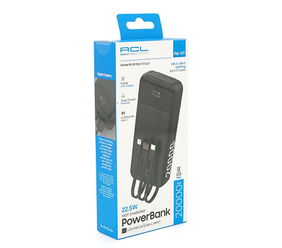 Зображення 2 Батарея мобільна ACL PW-117 20000mAh 22.5W Black/White