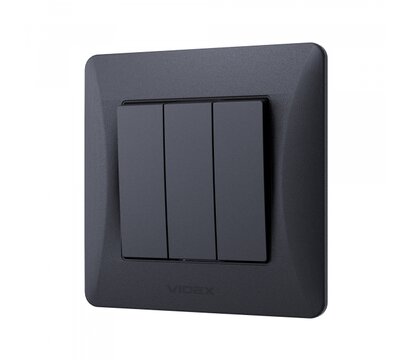 Зображення 3 Вимикач Videx Binera Black Graphite (VF-BNSW3-BG) триклавішний-канальний