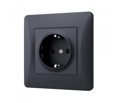 Зображення 3 Розетка Videx Binera Black Graphite (VF-BNSK1G-B) із заземленням